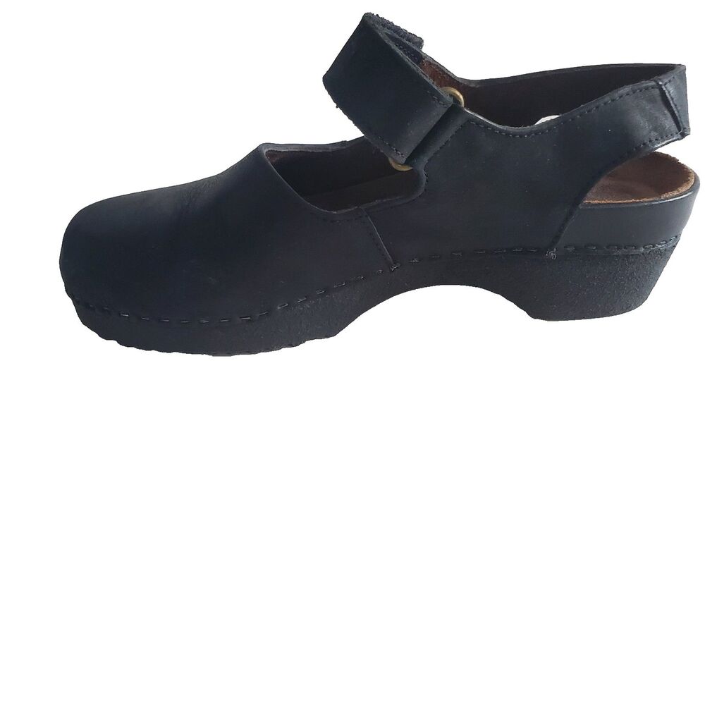 Wolky Women’s Clogs US 6.5 EU 37 Black Leather Mary Jane Slingback Adjustable - Picture 4 of 13